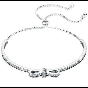 🌟Silver Bowknot with pave CZ, Adjustable Bracelet